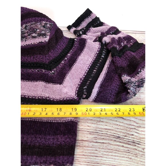 Valerie Stevens Size XL Purple Striped Cotton Blend Long Sleeve Sweater Retro - Picture 5 of 12